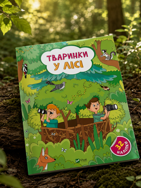Тваринки у лісі. + 32 наліпки. Ольга Шевченко. Стікербук. Наліпки для допитливих.
