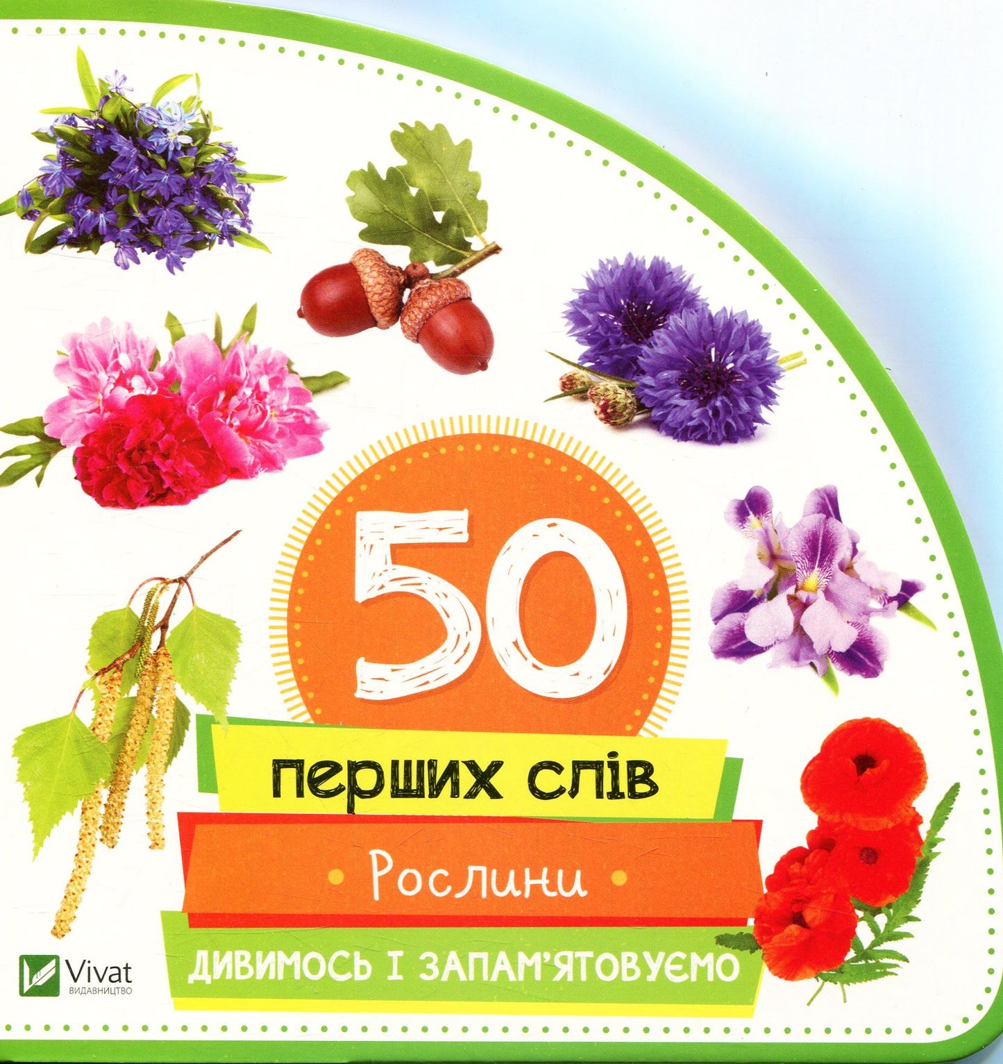 Рослини. Дивимось і запам'ятовуємо. Марія Жученко. 50 перших слів. Картонна книга. Vivat