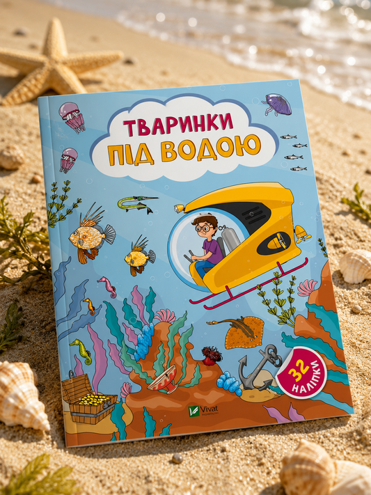 Тваринки під водою. + 32 наліпки. Ольга Шевченко. Стікербук. Наліпки для допитливих.